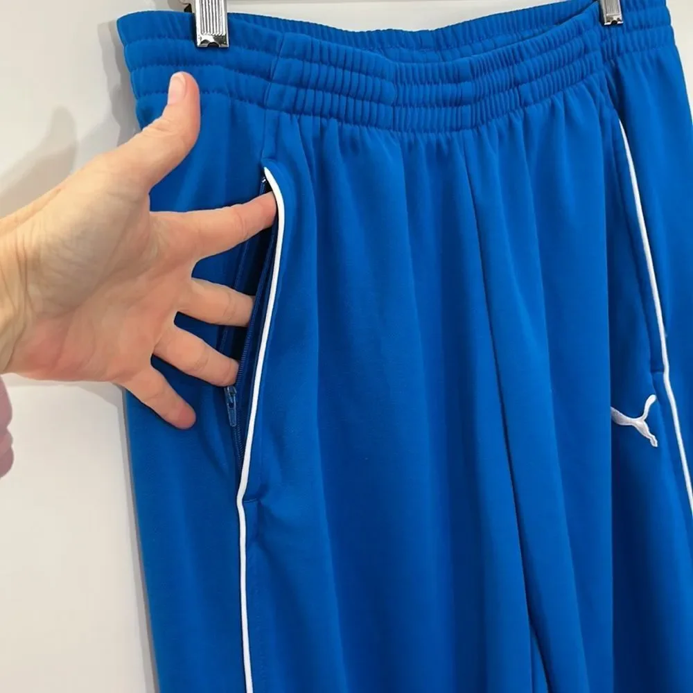 Puma Athletic Training Pants Zippered Leg Blue Size Medium